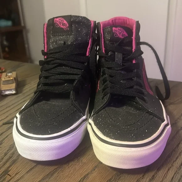 Vans SK8 Hi Glitter 2.5 Black Pink Lace Up High Top Sneaker Great condition - Picture 3 of 9